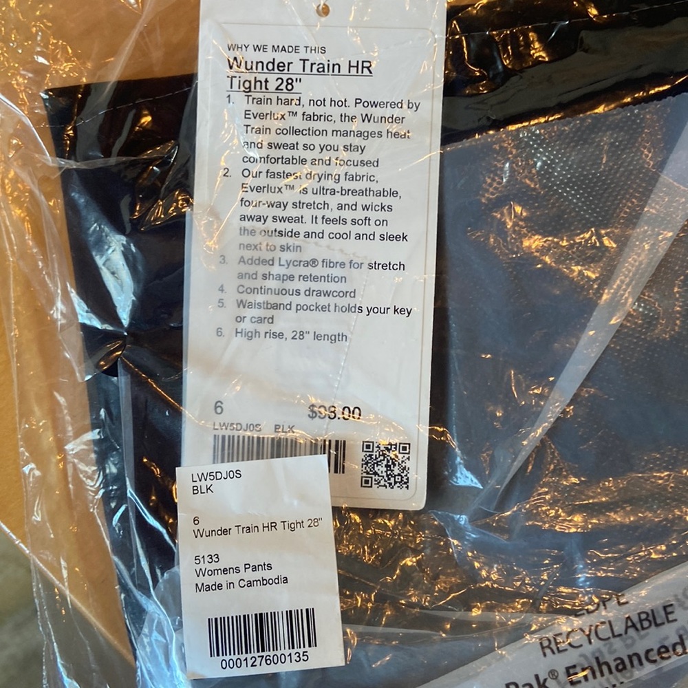 Lululemon Wunder Train 28” size 6 NWT